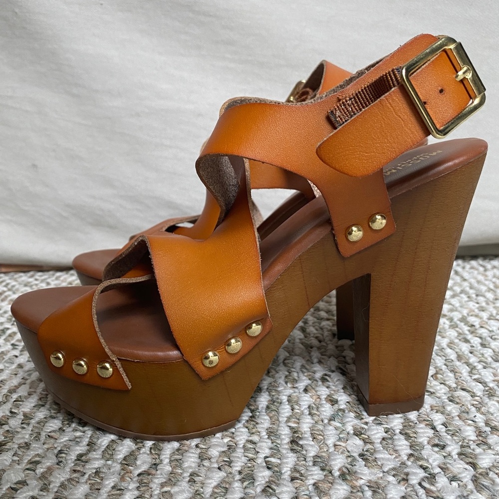 Mossimo supply co target platform heel sandal womens 6.5 brown